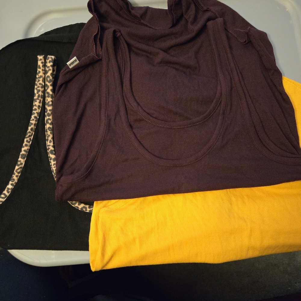 PINK Victoria's Secret Maroon and Yellow, Black Tank Tops